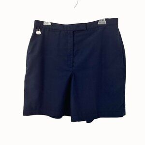 VINTAGE NAVY BLUE HIGH WAIST LIZGOLF GOLF SHORTS FROM LIZ CLAIBORNE - SZ 14 Y2K